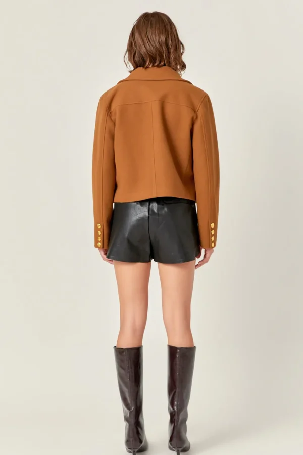 ENGLISH FACTORY Jackets & Coats | Tops*- Gold Button Pointed Wool Jacket OLIVEBROWN