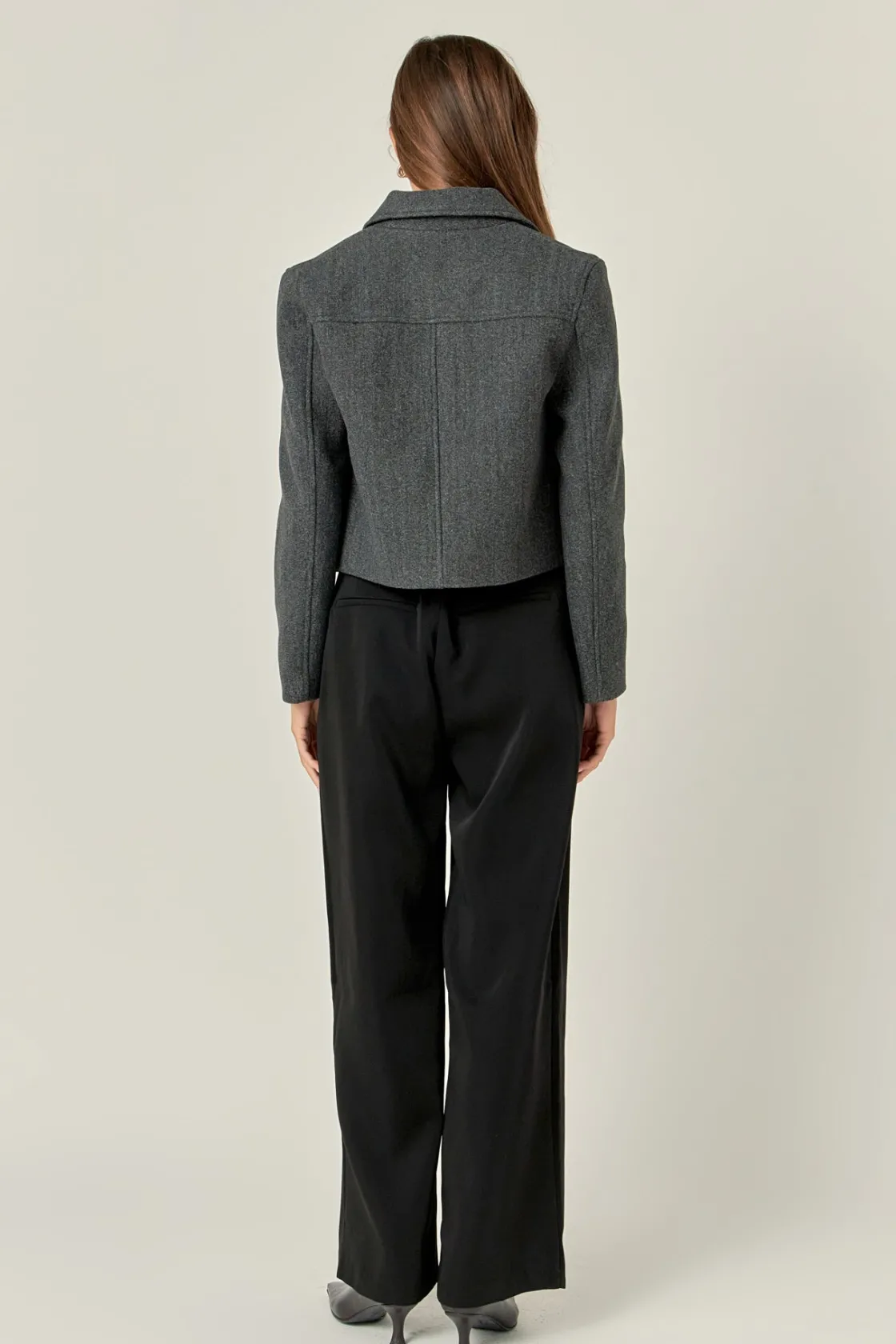 english_factory__gold_but_2-3.webp ENGLISH FACTORY Jackets & Coats | Tops*- Gold Button Cropped Jacket CHARCOAL