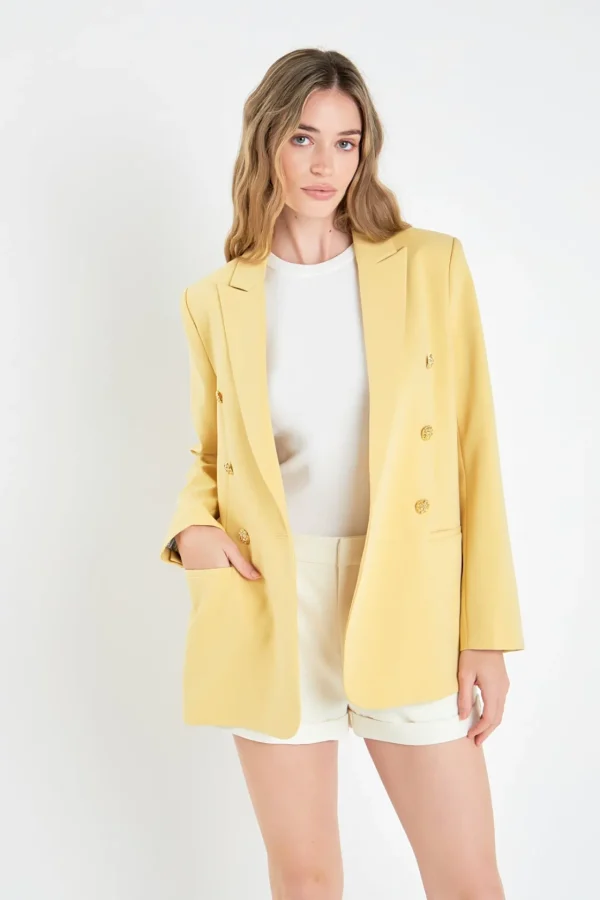 ENGLISH FACTORY Matching Sets | Blazers*- Gold Buttoned Structured Blazer DAFFODIL