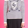 ENGLISH FACTORY Sweaters & Knits | Tops*- Golf Striped Knit Top NAVY/WHITE