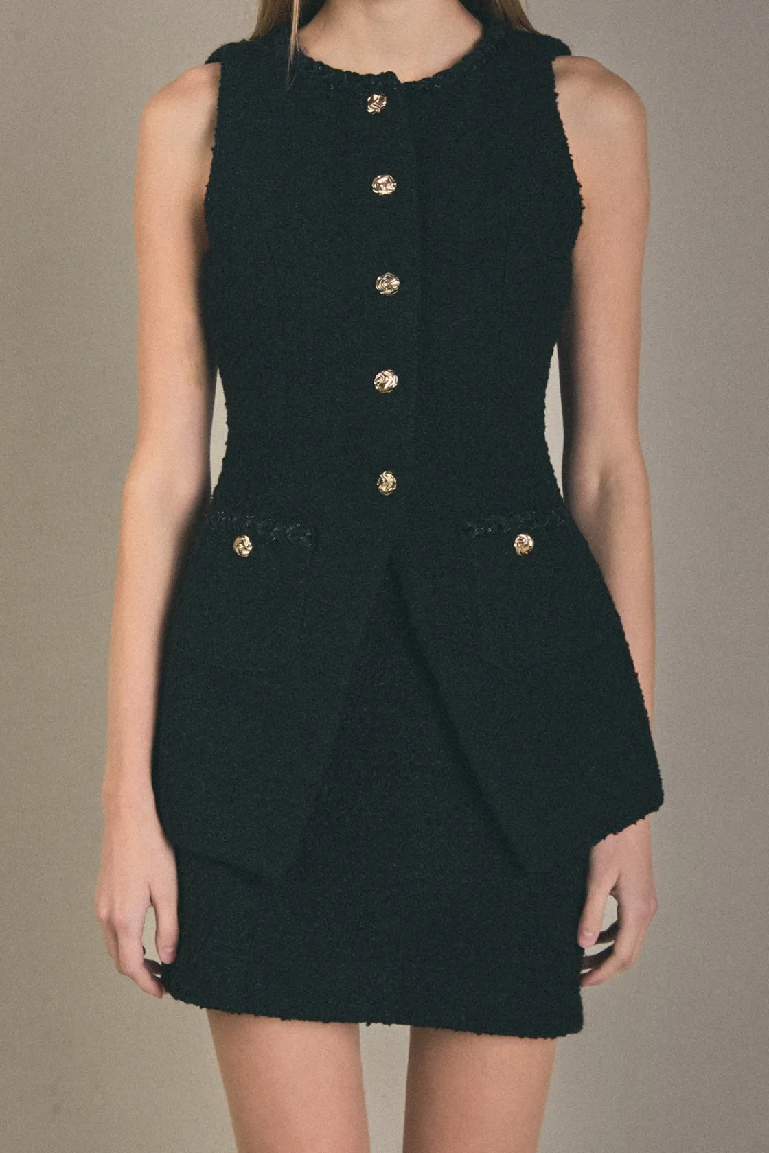 english_factory__h_line_t_1.webp ENGLISH FACTORY Matching Sets | Skirts*- H Line Tweed Skirt BLACK
