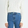 ENGLISH FACTORY Sweaters & Knits | Tops*- Half Zip Up Cable Knit Sweater IVORY