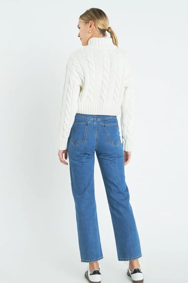 ENGLISH FACTORY Sweaters & Knits | Tops*- Half Zip Up Cable Knit Sweater IVORY