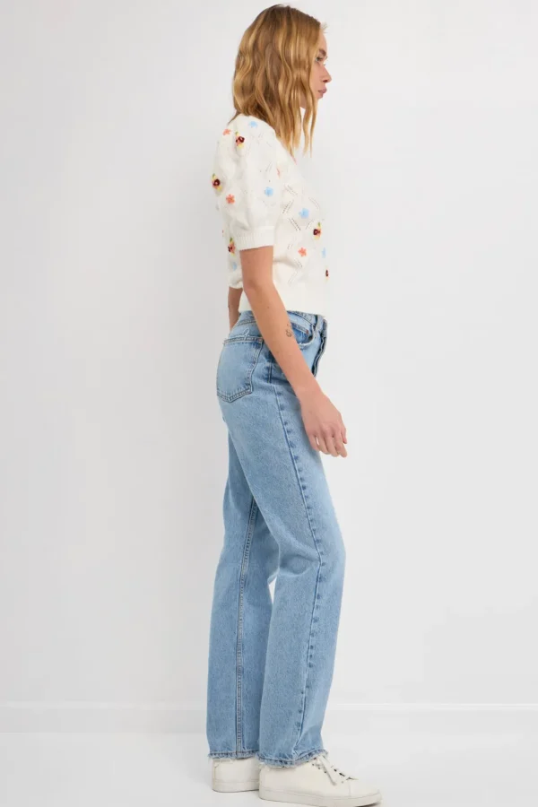 ENGLISH FACTORY Sweaters & Knits*- Handmade Floral Embroidery Sweater CREAM