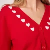 ENGLISH FACTORY Sweaters & Knits*- Heart Contrast Knit Cardigan RED