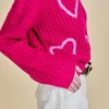 ENGLISH FACTORY Sweaters & Knits | Tops*- Heart Embroidery Knit Top FUCHSIA/PINK