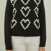 ENGLISH FACTORY Sweaters & Knits | Tops*- Heart Pom Sweater BLACK/IVORY