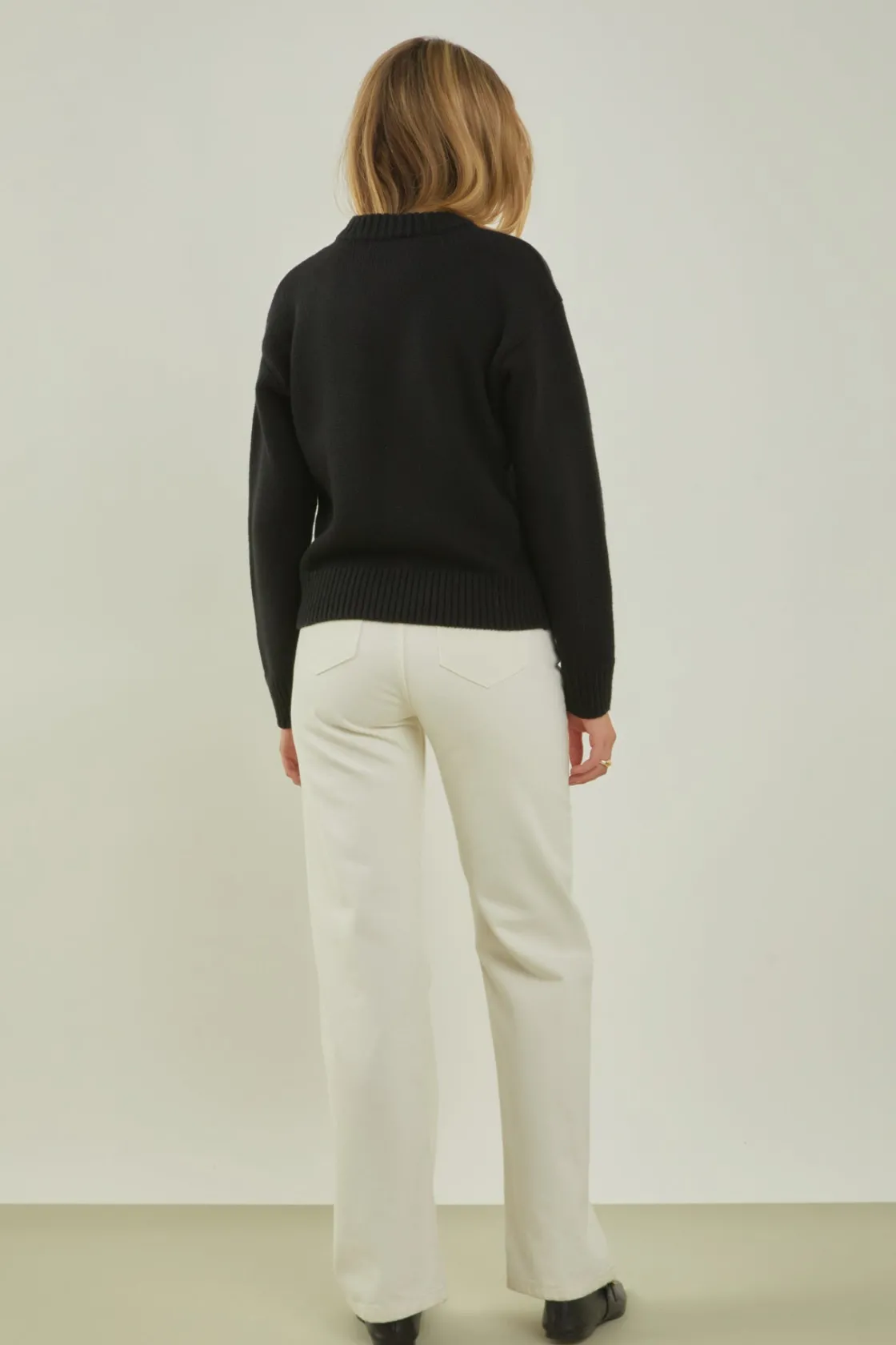 english_factory__heart_po_2.webp ENGLISH FACTORY Sweaters & Knits | Tops*- Heart Pom Sweater BLACK/IVORY