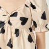 ENGLISH FACTORY Tops*- Heart Shape Puff Sleeve Top BEIGE/BLACK