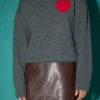 ENGLISH FACTORY Sweaters & Knits*- Heart Sweater CHARCOAL