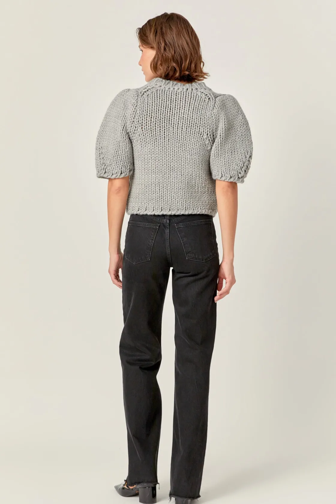 english_factory__heavy_ya_2.webp ENGLISH FACTORY Tops*- Heavy Yarn Puff Sleeves Knit HEATHERGREY