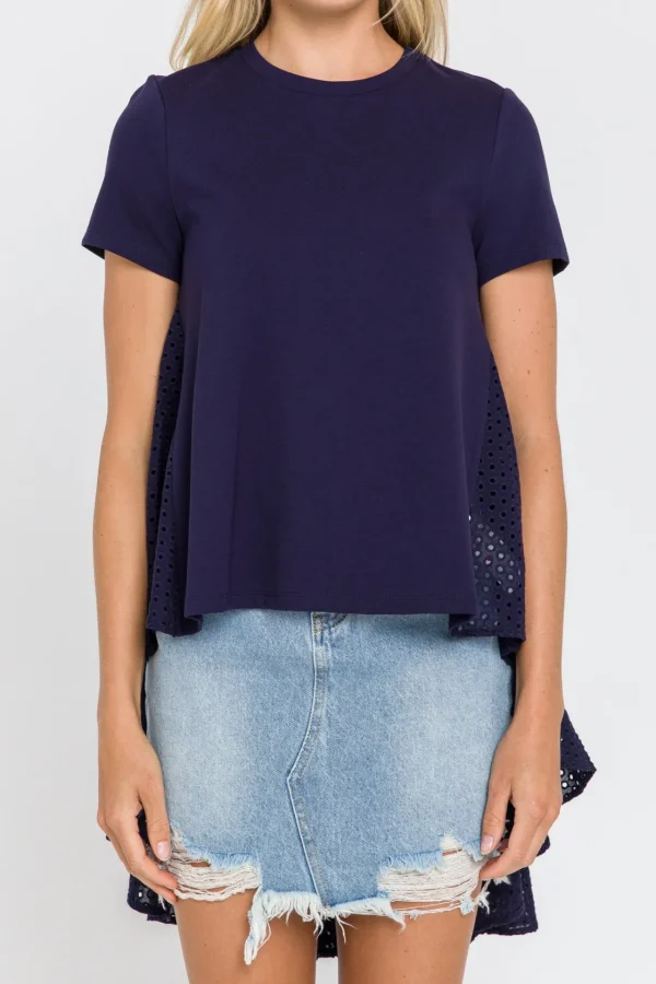ENGLISH FACTORY Tops*- High Low T-shirt With Eyelet Peplum