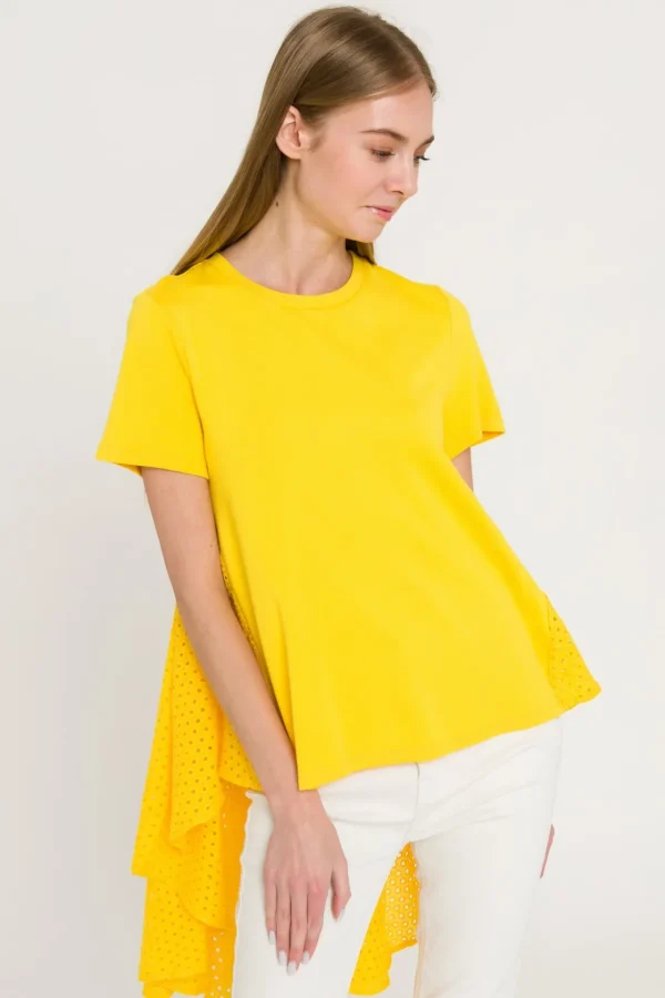 ENGLISH FACTORY Tops*- High Low T-shirt With Eyelet Peplum