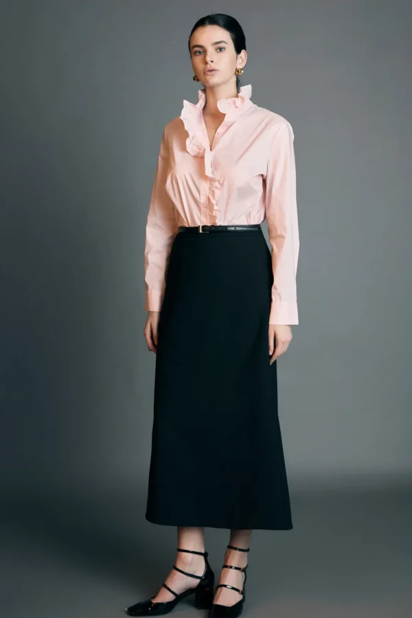 ENGLISH FACTORY Skirts | Tops*- High Waisted A Line Midi Skirt BLACK