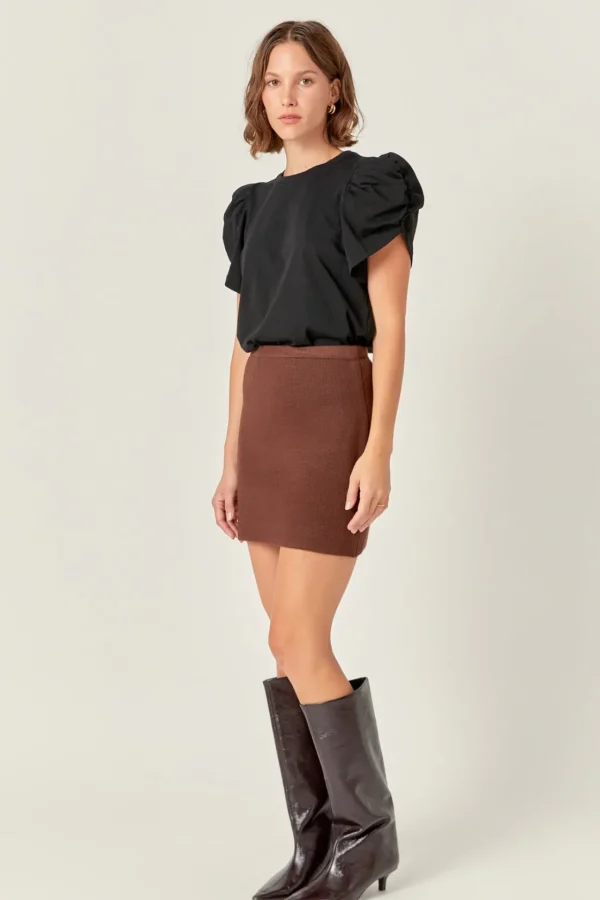 ENGLISH FACTORY Matching Sets | Skirts*- High Waisted Knit Mini Skirt