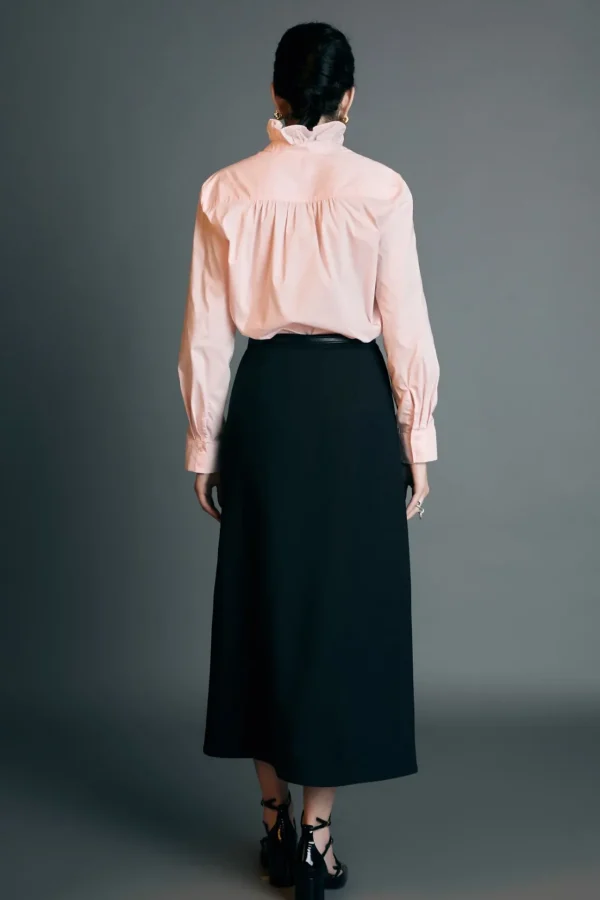 ENGLISH FACTORY Skirts | Tops*- High Waisted A Line Midi Skirt BLACK