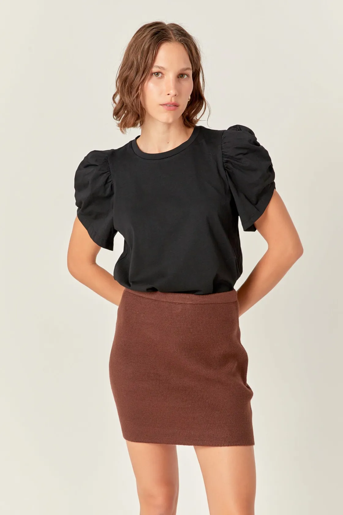 english_factory__high_wai_3-5.webp ENGLISH FACTORY Matching Sets | Skirts*- High Waisted Knit Mini Skirt