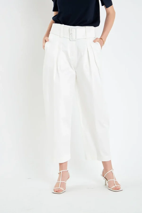 ENGLISH FACTORY Pants | Tops*- High Waist Belted Wide Leg Pants