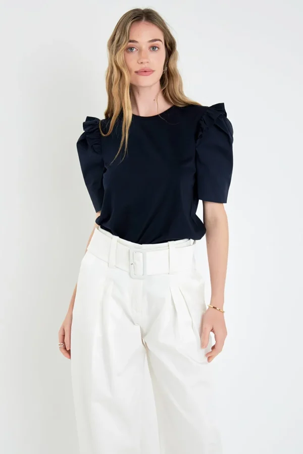 ENGLISH FACTORY Pants | Tops*- High Waist Belted Wide Leg Pants