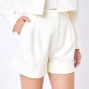 ENGLISH FACTORY Shorts & Skorts | Tops*- High-waisted Cuffed Shorts IVORY