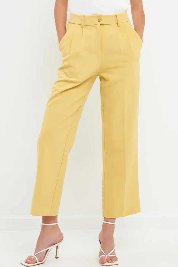 ENGLISH FACTORY Matching Sets | Pants*- High-Waisted Straight-Leg Trousers DAFFODIL