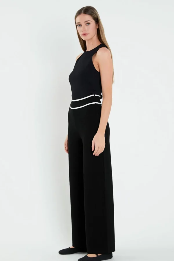 ENGLISH FACTORY Sweaters & Knits | Pants*- High-Waisted Wide-Leg Knit Pants BLACK/WHITE