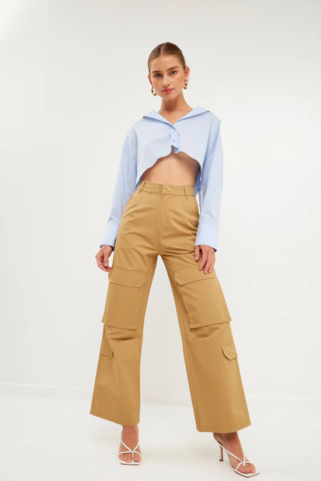 english_factory__highwais_15.webp ENGLISH FACTORY Pants | Tops*- High-Waisted Wide Leg Cargo Pants