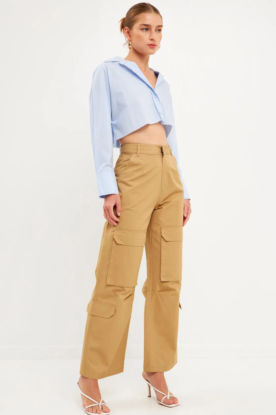 english_factory__highwais_17.webp ENGLISH FACTORY Pants | Tops*- High-Waisted Wide Leg Cargo Pants