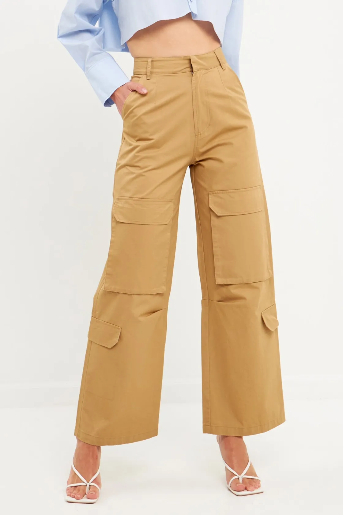 english_factory__highwais_18.webp ENGLISH FACTORY Pants | Tops*- High-Waisted Wide Leg Cargo Pants