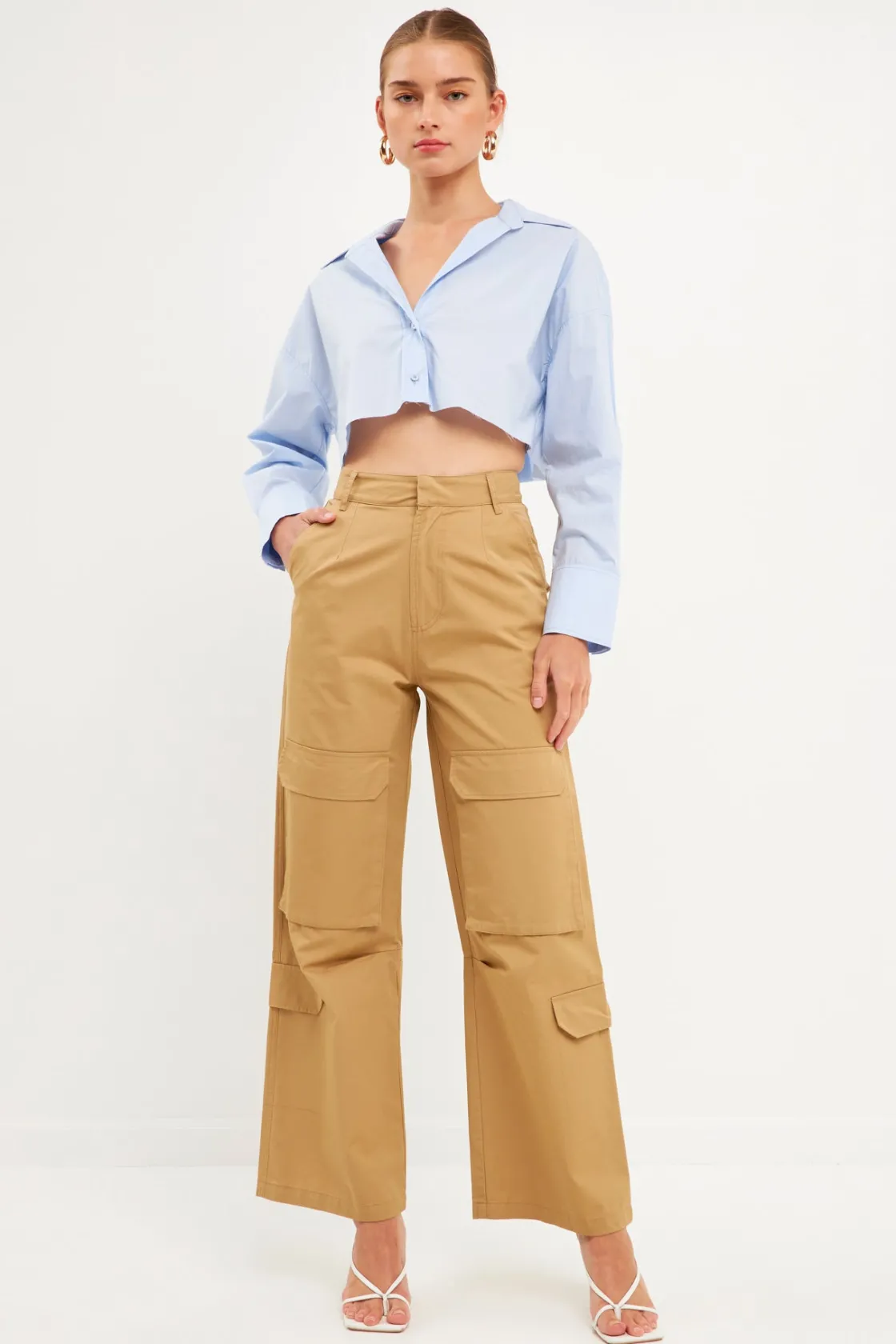 english_factory__highwais_19.webp ENGLISH FACTORY Pants | Tops*- High-Waisted Wide Leg Cargo Pants