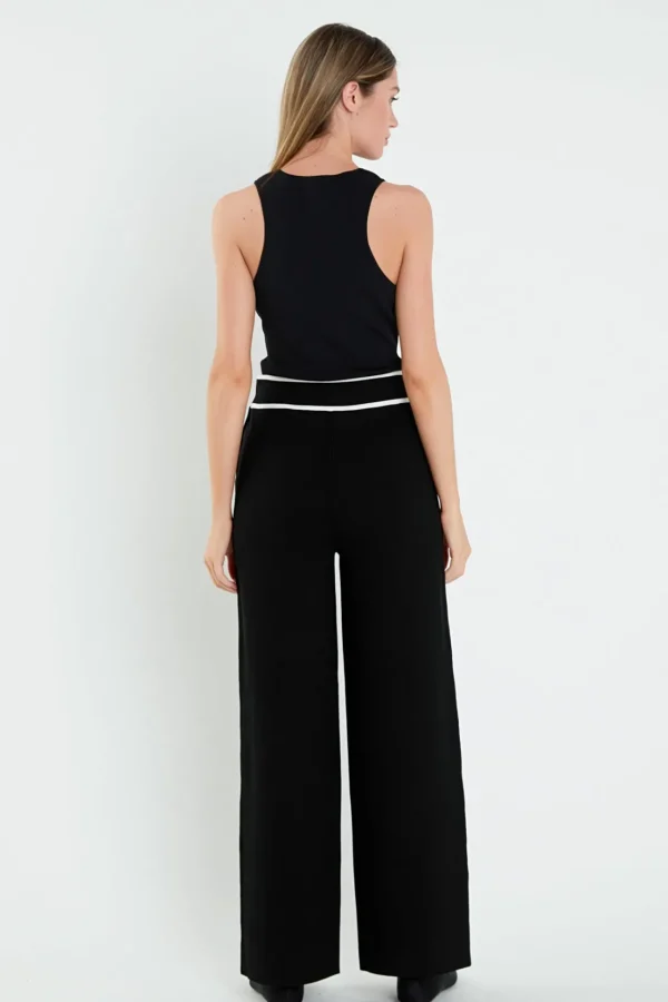 ENGLISH FACTORY Sweaters & Knits | Pants*- High-Waisted Wide-Leg Knit Pants BLACK/WHITE
