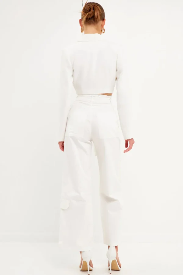 ENGLISH FACTORY Pants | Tops*- High-Waisted Wide Leg Cargo Pants