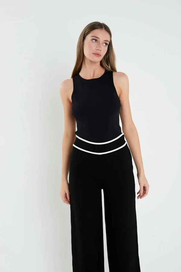 ENGLISH FACTORY Sweaters & Knits | Pants*- High-Waisted Wide-Leg Knit Pants BLACK/WHITE