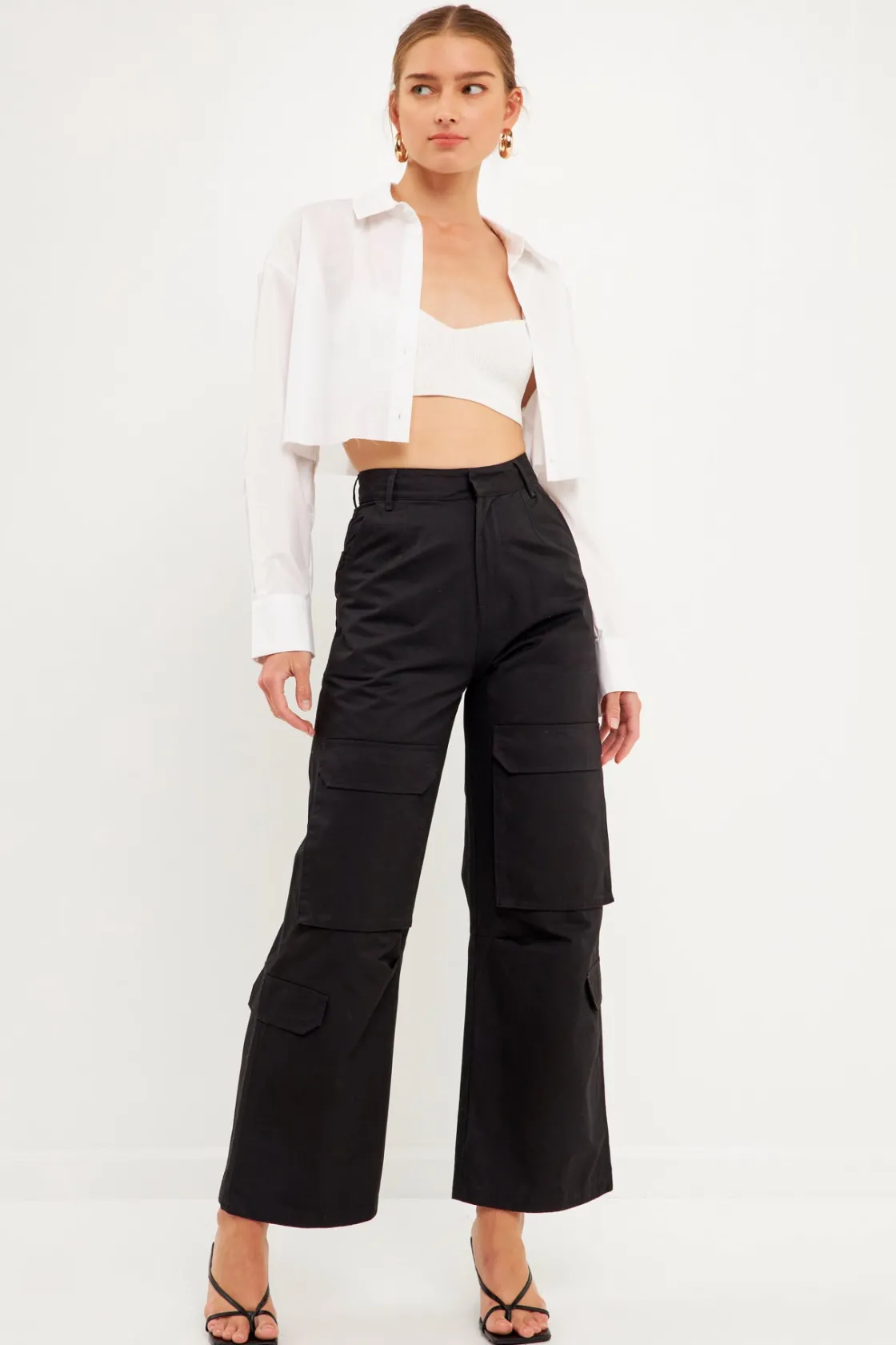 english_factory__highwais_4.webp ENGLISH FACTORY Pants | Tops*- High-Waisted Wide Leg Cargo Pants