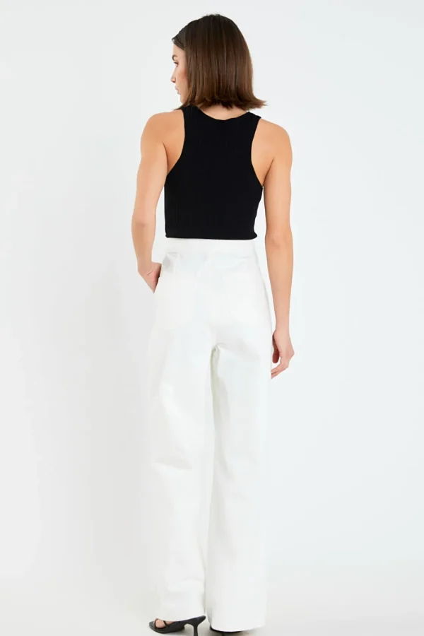ENGLISH FACTORY Denim | Tops*- High-Waisted Button Detail Jeans