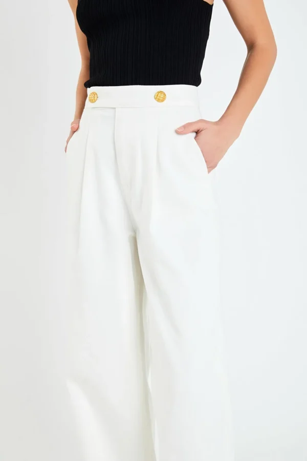 ENGLISH FACTORY Denim | Tops*- High-Waisted Button Detail Jeans