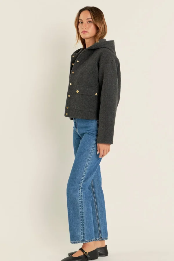ENGLISH FACTORY Jackets & Coats | Tops*- Hoodie Outer CHARCOAL