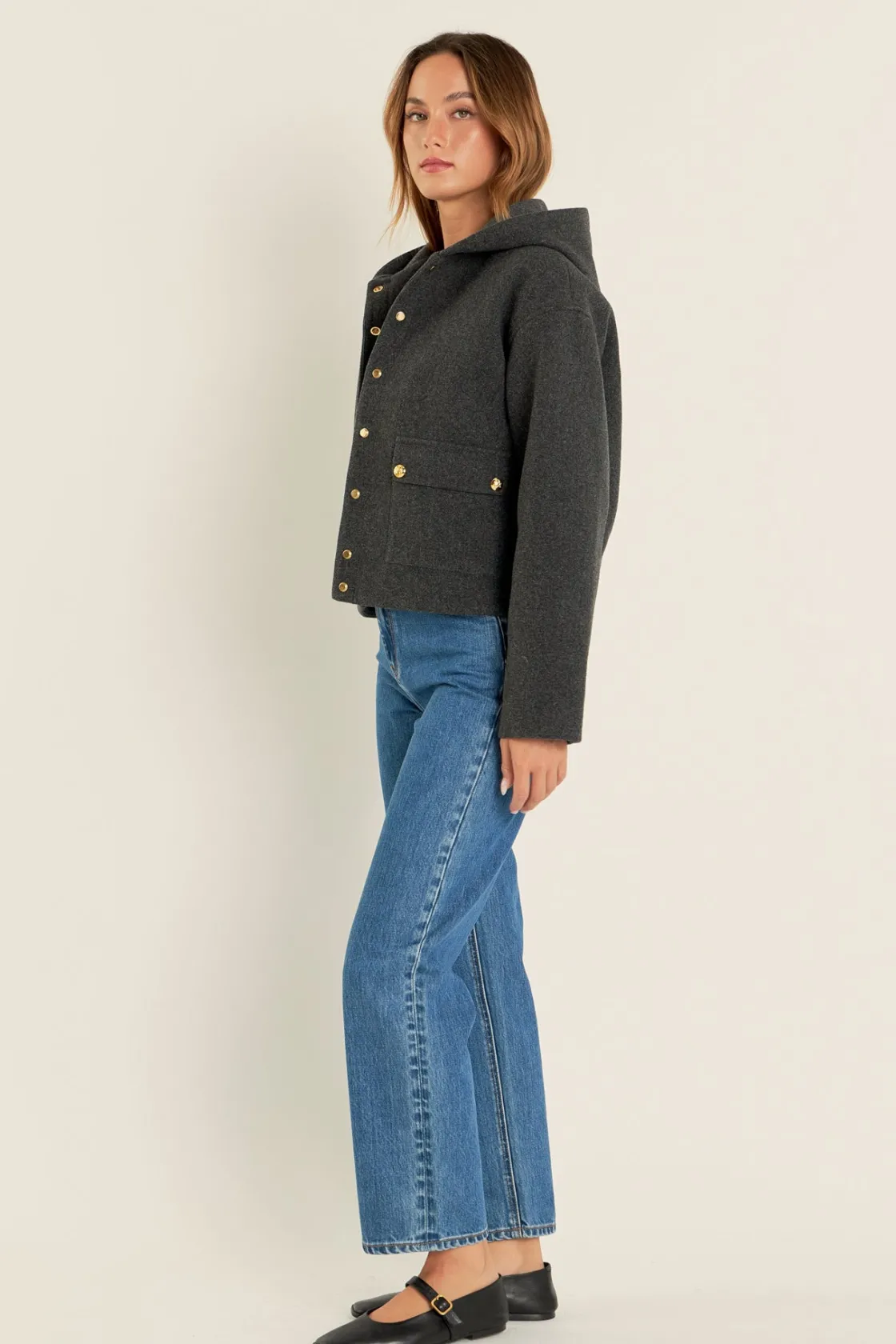english_factory__hoodie_o_1.webp ENGLISH FACTORY Jackets & Coats | Tops*- Hoodie Outer CHARCOAL