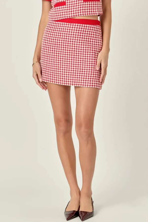ENGLISH FACTORY Matching Sets | Skirts*- Hounds tooth Mini Skirt RED