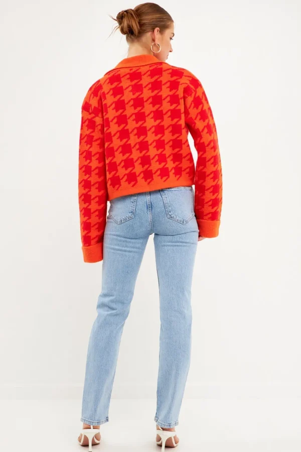 ENGLISH FACTORY Sweaters & Knits*- Houndstooth Collared Cardigan