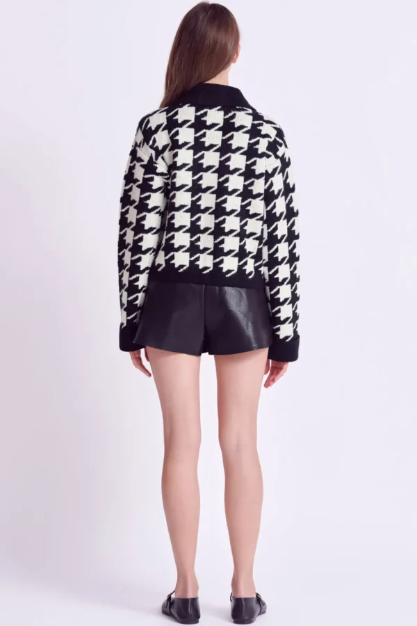 ENGLISH FACTORY Sweaters & Knits*- Houndstooth Collared Cardigan