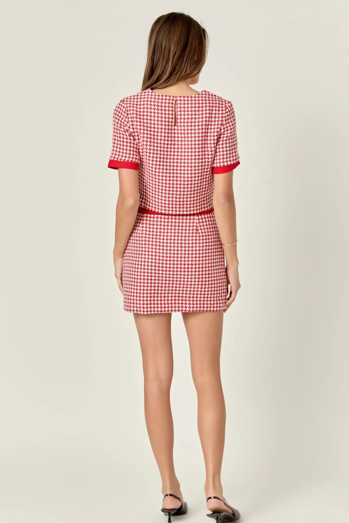 english_factory__houndsto_2.webp ENGLISH FACTORY Matching Sets*- Houndstooth Crop Top RED