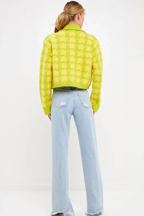 ENGLISH FACTORY Sweaters & Knits*- Houndstooth Collared Cardigan