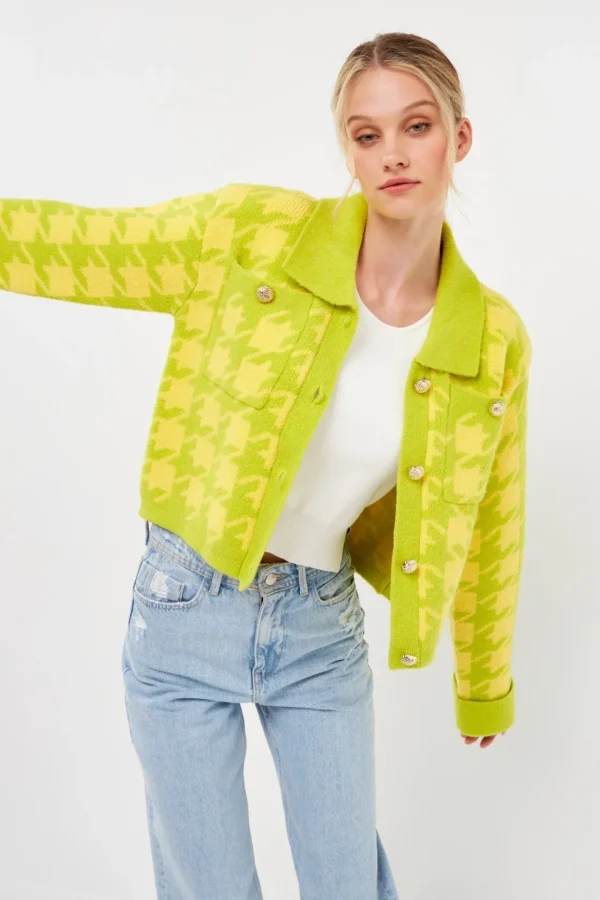 ENGLISH FACTORY Sweaters & Knits*- Houndstooth Collared Cardigan