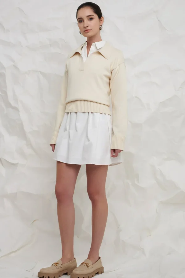 ENGLISH FACTORY Sweaters & Knits | Tops*- Collared Knit Sweater IVORY