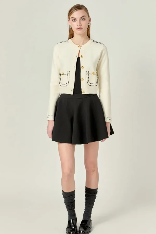 ENGLISH FACTORY Skirts | Tops*- Ivy Flare A-line Mini Skirt BLACK
