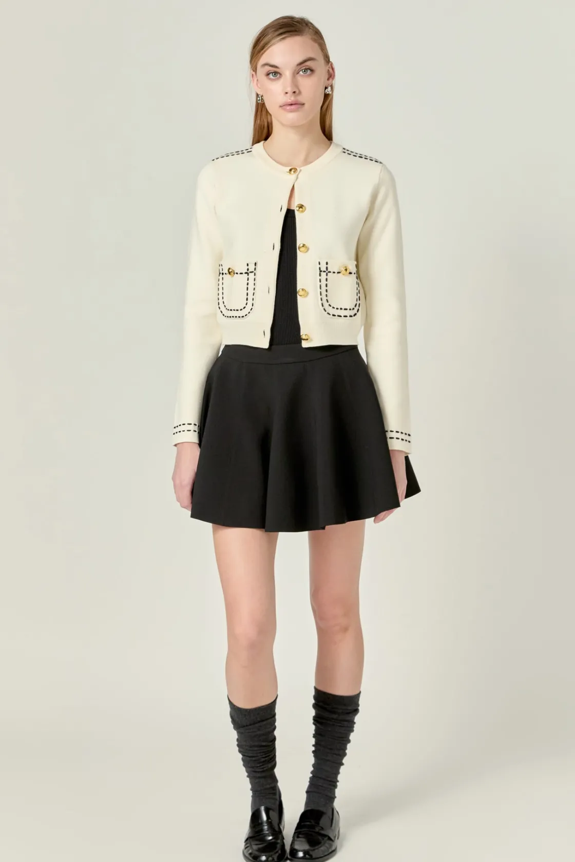 english_factory__ivy_flar_3.webp ENGLISH FACTORY Skirts | Tops*- Ivy Flare A-line Mini Skirt BLACK