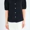 ENGLISH FACTORY Shirts & Blouses | Tops*- Jewel Button Puff Sleeve Top