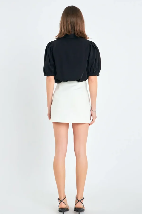 ENGLISH FACTORY Shirts & Blouses | Tops*- Jewel Button Puff Sleeve Top