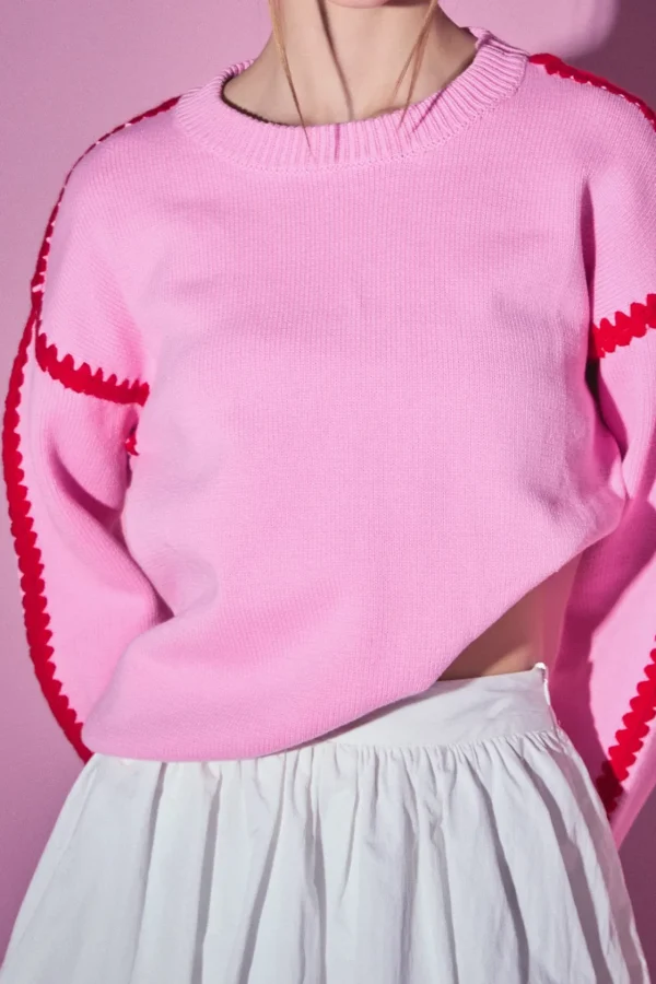 ENGLISH FACTORY Sweaters & Knits | Tops*- Joan Stitch Detailed Crew Neck Knit